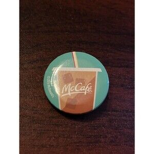 2015 McDonald’s McCafe Iced Coffee Cartoon Design‎ Fast Food Employee Button Pin